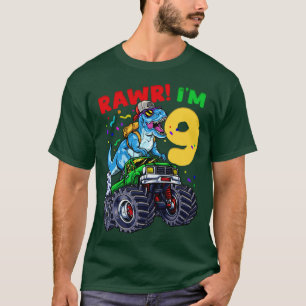 9:e födelsedagen Dinosaur TRex Monster Lastbil T Shirt