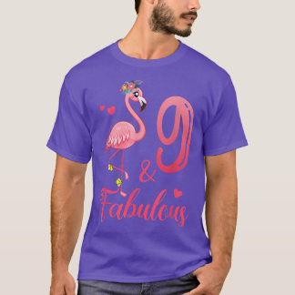 9:e födelsedagen Flamingo Fabulous 9-åring sedan 2 T Shirt
