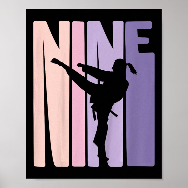 9:e födelsedagen Gift Karate Retro Taekwondo Marti Poster (Framsidan)