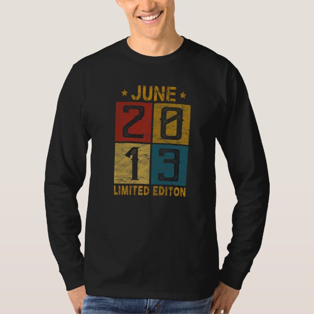 9:e födelsedagen juni 2013, född 2013, 9:e årsdage t shirt (Framsida)