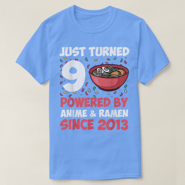 9:e födelsedagen Kawaii Anime Ramen 9 år gamla fli T Shirt (Design framsida)
