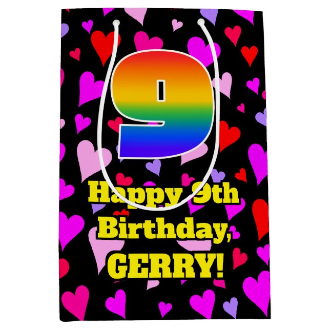 9:e födelsedagen: Loving Hearts Mönster, Regnbåge  (Framsidan)