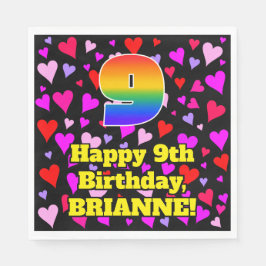 9:e födelsedagen: Loving Hearts Mönster, Regnbåge Pappersservett