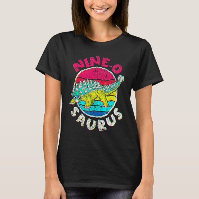 9:e födelsedagen nio O Saurus I Ankylosaurus I-fam T Shirt (Framsida)