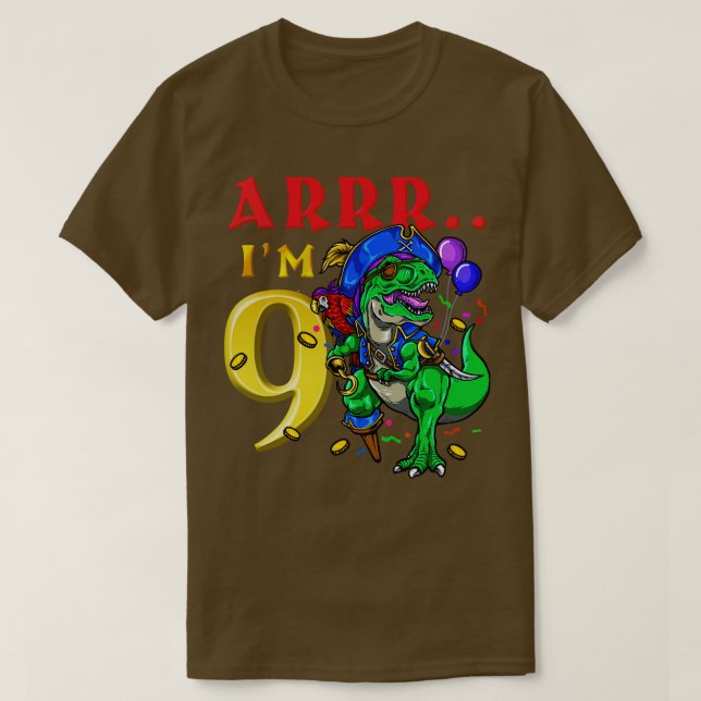9:e födelsedagen Pirat Dinosaur T Shirt (Design framsida)