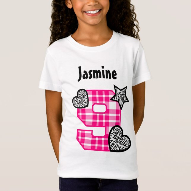 9:e födelsedagen Play och Zebra Hearts 9-åring 10J T-shirt (Framsida)