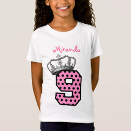 9:e födelsedagen Princess Krona och Hearts V04 Tee Shirt