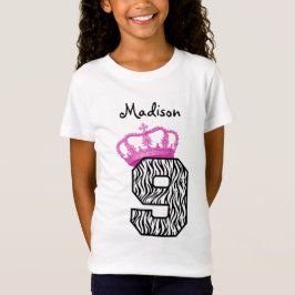 9:e födelsedagen Princess Krona och Zebra V01 T Shirt