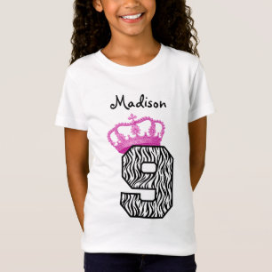 9:e födelsedagen Princess Krona och Zebra V01 T Shirt