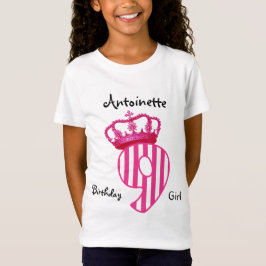 9:e födelsedagen Princess ROSA Krona och Rand V01 T-shirt