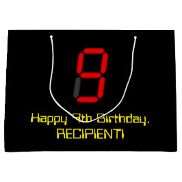 9:e födelsedagen: Red Digital Clock Stil "9" + Nam