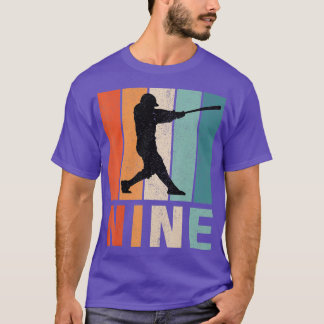 9:e födelsedagen: Retro Baseball Player Boys Kids  T Shirt