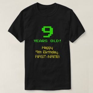 9:e födelsedagen: Roligt, 8-bitars utseende, Nerdy T Shirt