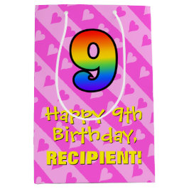 9:e födelsedagen: Roligt Rosa Hearts Rand & Rainbo