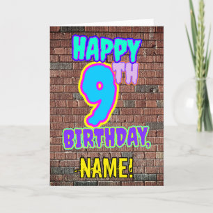 9:e födelsedagen - Roligt, Urban Graffiti Inspired Kort