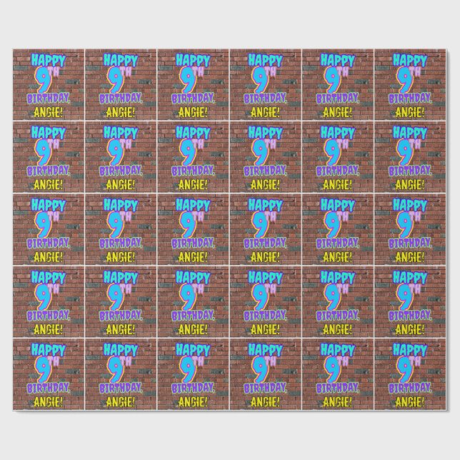 9:e födelsedagen: Roligt, Urban Graffiti Inspired  Presentpapper (Platt)
