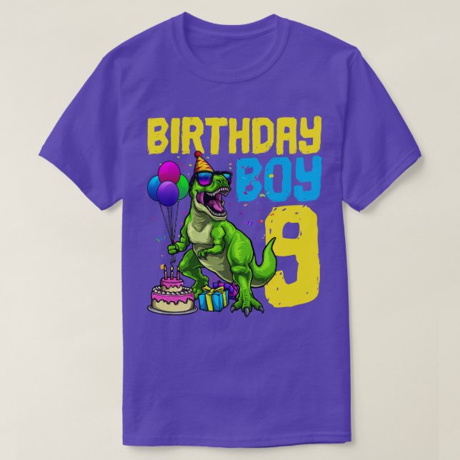 9:e födelsedagen TRex Dinosaur Birthday Boy T Shirt (Design framsida)