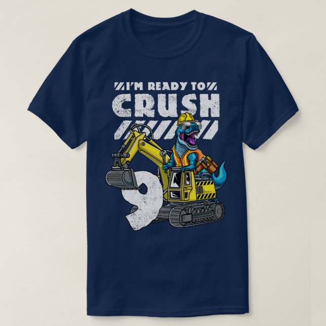 9:e födelsedagen TRex Excavator T Shirt (Design framsida)