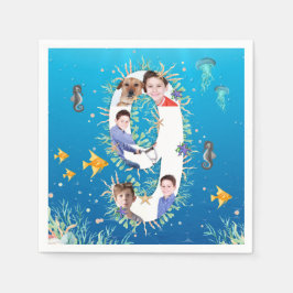 9:e födelsedagen under Sea Photo Collage Pappersservett