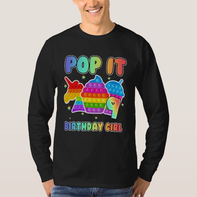 9:e födelsedagen Unicorn Fidget Pop it Birthday Gi T Shirt (Framsida)