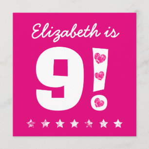 9:e födelsedagens Rosa med eget namn för GIRL A10 Inbjudningar
