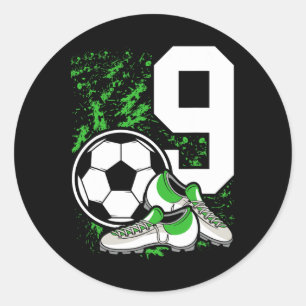 9:e födelsedagsdagen - 9 års fotbollsspelare B Runt Klistermärke