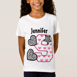 9:e födelsedagseftermiddagen Zebra Hearts Nio år g T-shirt