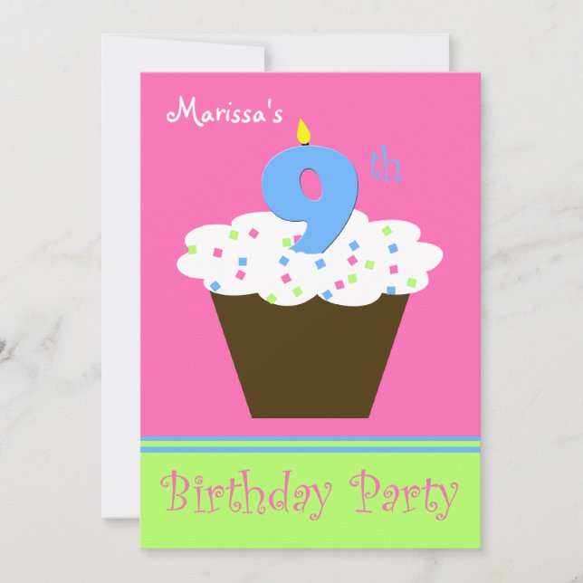 9:e Födelsedagsfest inbjudan 9-ljus (Framsida)