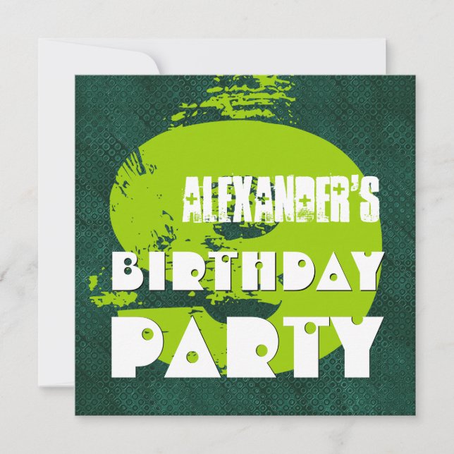 9:e Födelsedagsfesten, 9:e års Grönt för Grunge Inbjudningar (Framsida)