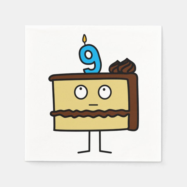 9:e födelsedagskaka med ljus pappersservett (Framsidan)