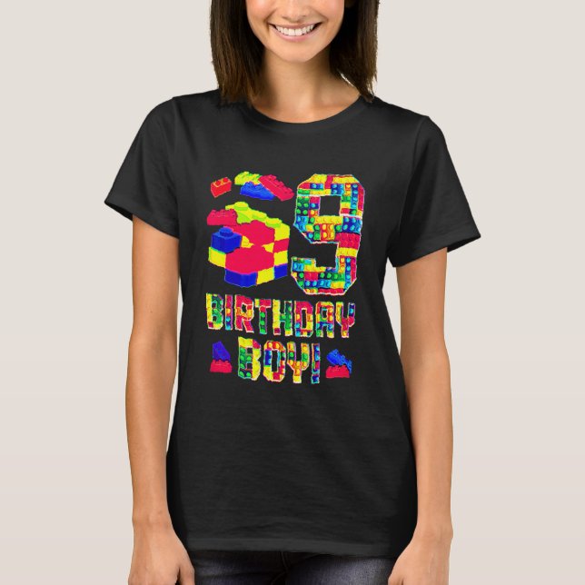 9:e födelsedagskalendern 9 år gammal block Byggnad T Shirt (Framsida)