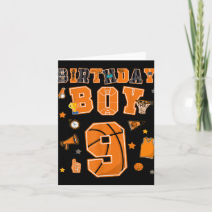 9:e födelsedagspojken 9 år Basketball Party 9 år Kort