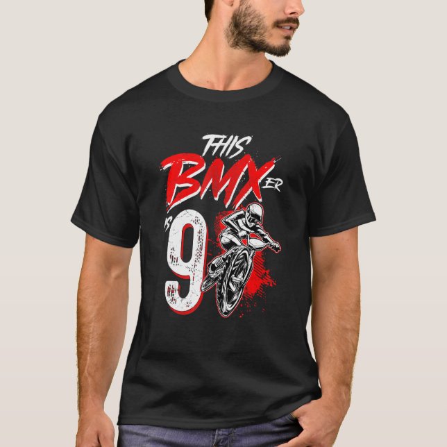 9:e födelsedagspojken BMX Födelsedagsfest Dekorati T Shirt (Framsida)