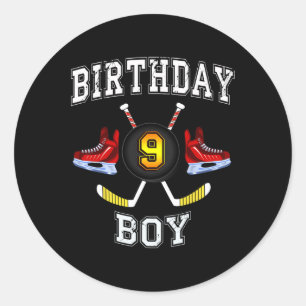 9:e födelsedagspojken - Ice Hockey 9-årig pojke Runt Klistermärke
