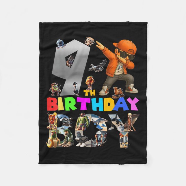 9:e födelsedagspojken Italienska Brainrot För barn Fleecefilt (Framsidan)