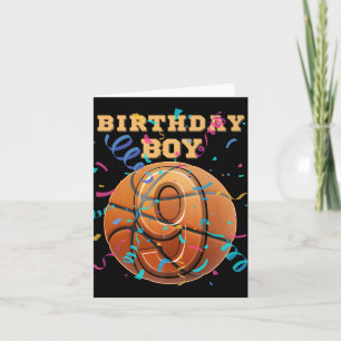 9:e födelsedagspojken nio 9 år gammal basketspelar kort