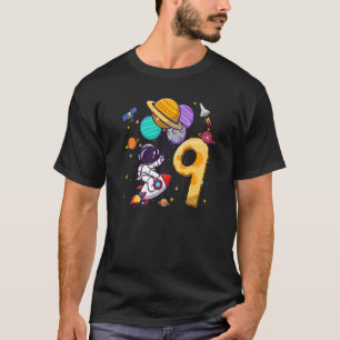 9:e födelsedagstidningen Astronaut Space-ballonger T Shirt