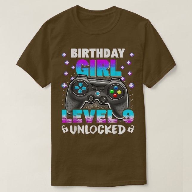 9:e födelsedagstjuret 9 år gammal videospelsnivå 9 t shirt (Design framsida)