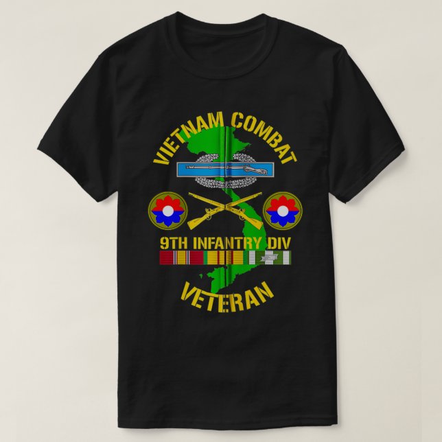 9:e Infantry Division Vietnam Combat Veteran Zip T Shirt (Design framsida)