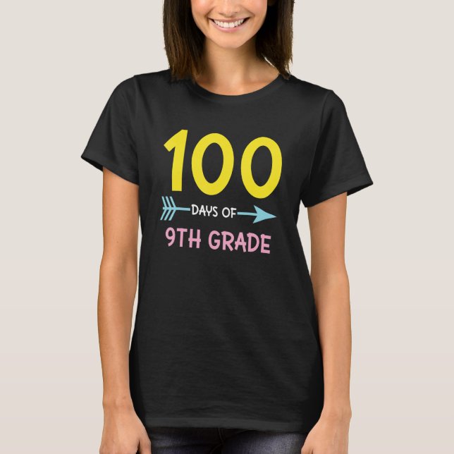 9:e Klass 100-dagarsdagar för skollärares flickor  T Shirt (Framsida)
