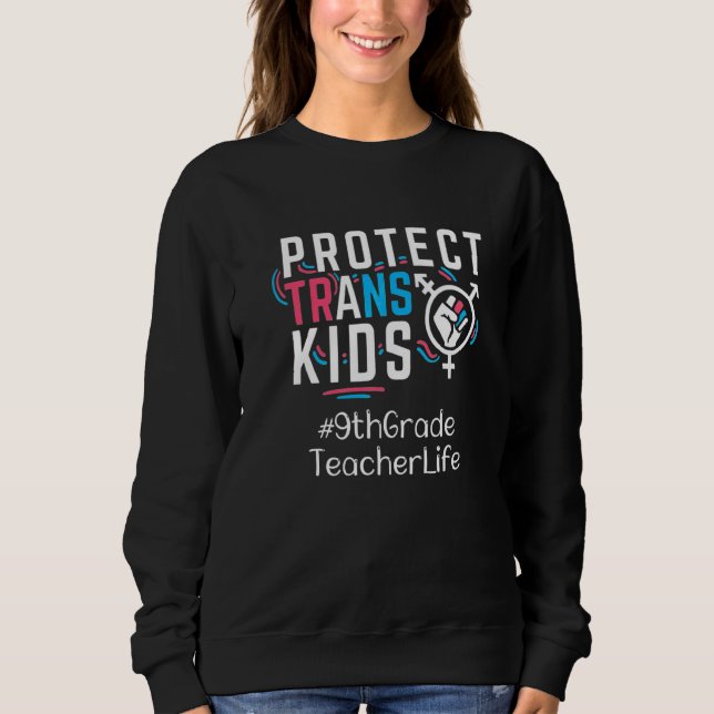 9:e Klass Lärare skyddar Trans Kids Transgender L T Shirt (Framsida)