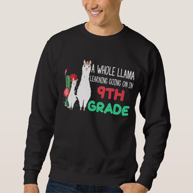 9:e Klass Llama Cactus Student Back to school Lång Ärmad Tröja (Framsida)