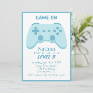9:e Level Up-fest Video Game Boys födelsedag Inbjudningar