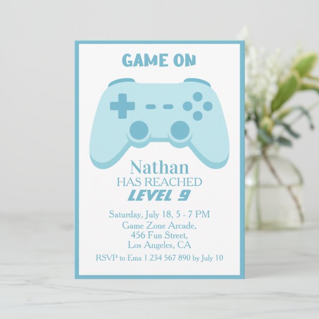 9:e Level Up-fest | Video Game Boys födelsedag Inbjudningar (Stående Fram)