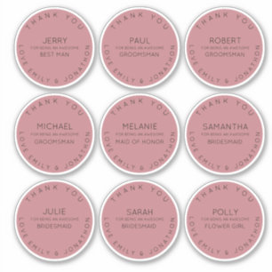 9 Enskild Rosa Namn Tack Ro Brudens sida Klistermärken