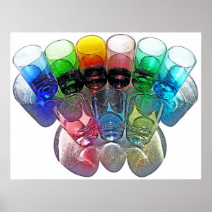 9 färgade coctail sköt exponeringsglas - stil 1 poster