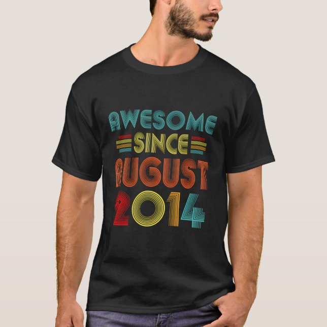 9 födelsedag Fantastisk sedan augusti 2014 Retro 9 T Shirt (Framsida)