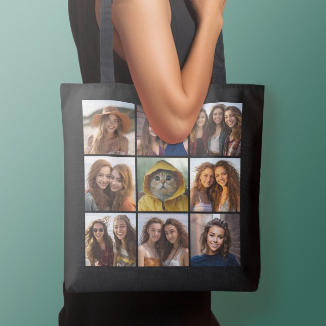 9 Förändring av fotokollage Anpassningsbar Monogra Tygkasse (Personalized tote bag - add your name or other text)