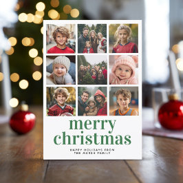 9 Fot Collage God jul grönt Red plaid Julkort