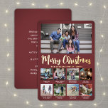 9 Foto Burgundy God jul Modern Collage<br><div class="desc">Skicka snyggt glatt hälsning och 9 av bilder med ett anpassningsbar fotokollage burgundy och guld-foliekort för helgdag. All text på den här mallen är enkel att anpassa för att inkludera alla formuleringar, t.ex. God jul, Glad helg, Säsonhälsningar, nyårschecknare osv. (IMAGE PLACEMENT TIP: Ett enkelt sätt att centrera ett foto exakt...</div>